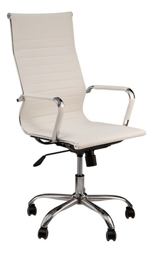Cadeira de escritório Show de Cadeiras Presidente Charles Eames  branca com estofado de couro sintético