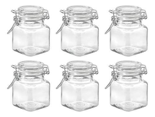 Imagen 1 de 6 de Set 6 Frascos Brocalitos 100ml Tapa Hermética Broche Quadra