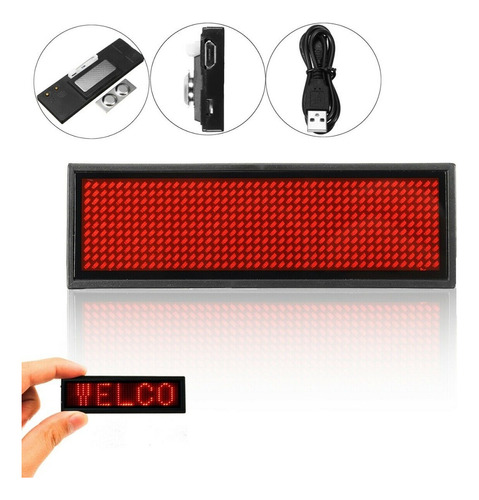 Mini Cartel Led Personalizable Con Bluetooth Color Rojo