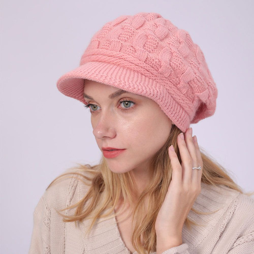 Boina, Gorro Con Visera, Tejido Grueso, Para Mujer, Casual