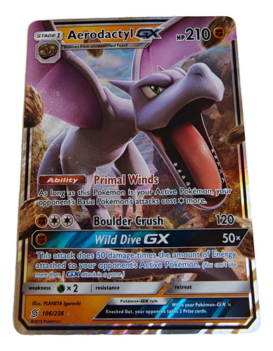 Aerodactyl Gx 106/236 Carta Pokémon Tcg Original Ingles 2019 Aerodactyl Gx Inglés