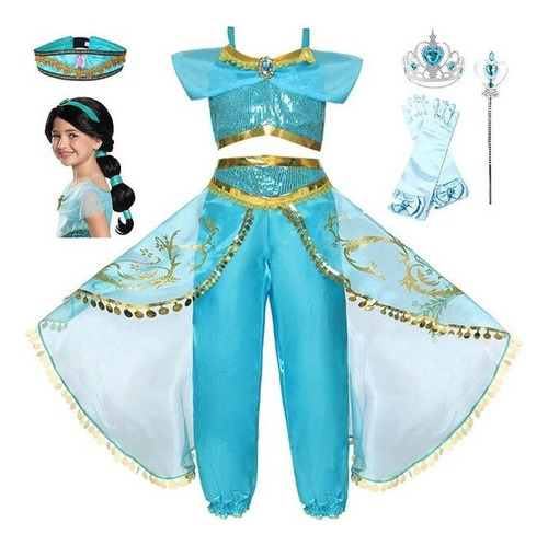 Vestido Navideño De Princesa Jazmín Para Niños Indian Belly