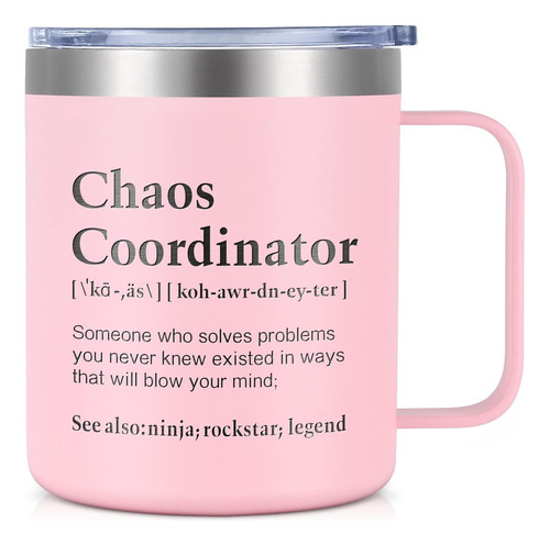 Taza Térmica Gingprous Coordinador Del Caos Rosa 355 Ml