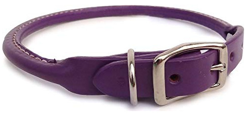 Collar De Piel Enrollado Para Perro - 12 Morado