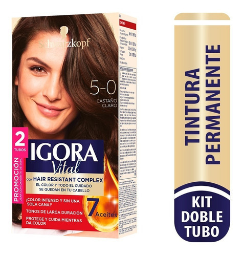  Tinte Cabello Igora Vital Permanente Tono 5-0 castaño claro