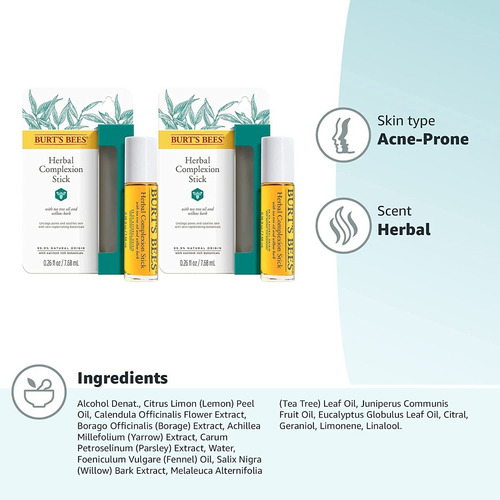 Burt 's Bees Barra Herbal Para Máculas Granitos Momento de aplicación Día/Noche Tipo de piel Todo tipo de piel