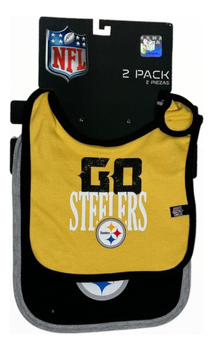 Set 2 Baberos Pittsburgh Steelers Nfl Bebés Bg640901st Color Negro