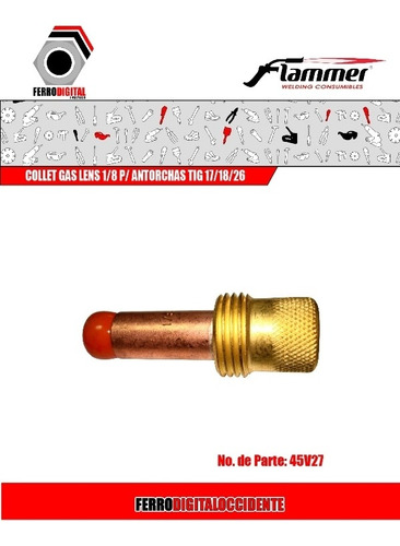 Imagen 2 de 4 de Collet Gas Lens 1/8 P/ Antorchas Tig 17/18/26