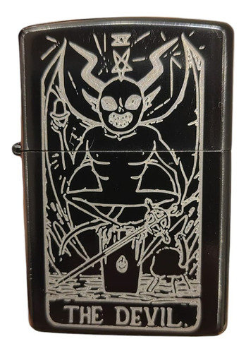 Encendedor Recargable Negro Grabado Cartas Tarot