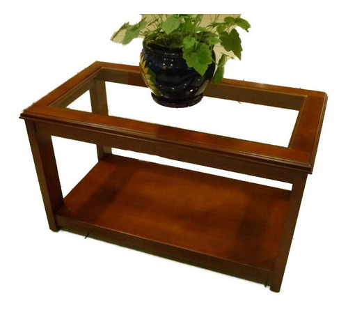 Mesa De Centro De Madera Con Cristal - Casa Bonita Muebles
