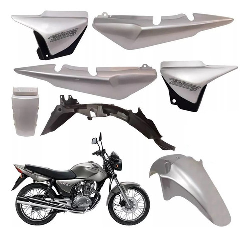 Kit Plasticos Honda Cg Titan 150 Gris Plata Calcos De Regalo