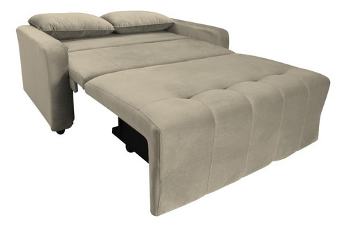 Sofá Cama Para Sala De Estar Amora New Veludo Matrix Cor Cappuccino