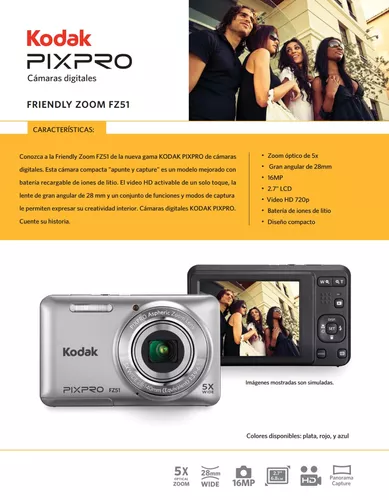 Kodak Fz51 Camara Digital 16mp Video Hd720p Zoom 5x 28mm