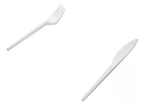 Tenedor Plásticos Blanc + Cuchillos Plásticos Blanc 1000 C/u