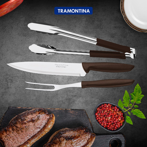 Juego Asado Tramontina Plenus Acero Inoxidable 3 Piezas
