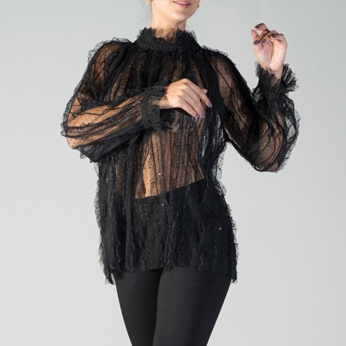 Imagem 3 de 7 de Blusa Alexia Tela De Manga Longa Meia Estação Alvo Da Moda