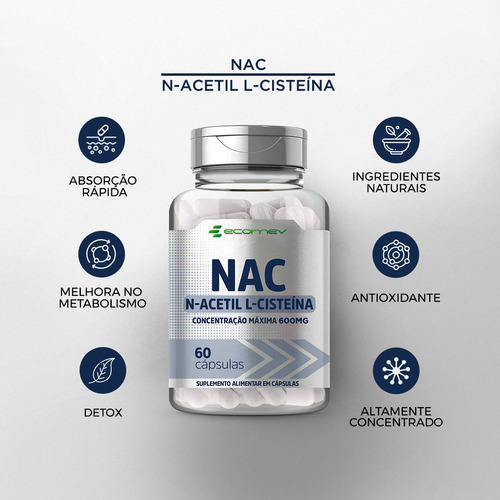 2x Nac N- Acetil L- Cisteina 600mg 120cáps Puro (com Laudo)