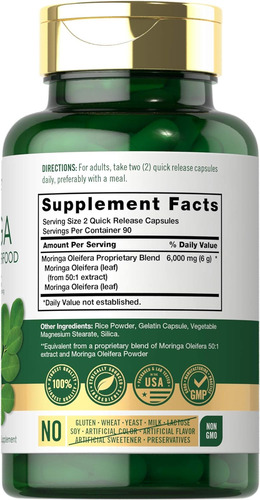 Moringa Oleifera 180 Capsulas Bajar De Peso Antioxidante Usa