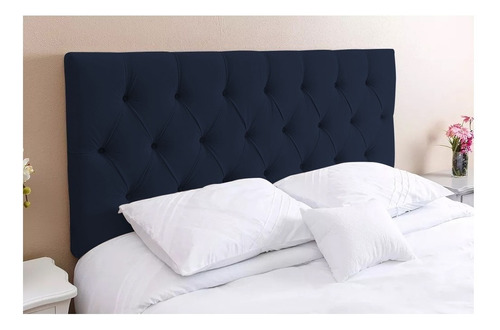  Cabeceira de cama box Expressa Móveis Paris King 195cm x 58cm Camurça azul-marinho