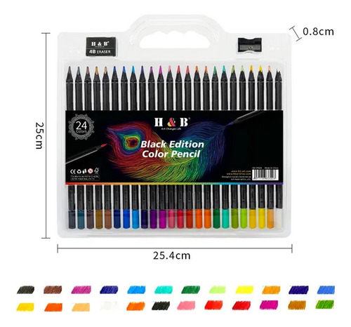 Lápices Soft Profesionales Set 24 Colores + Croquera Negra