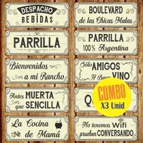 Comprar Combo Carteles Chapa Vintage Frases 35x14cm X3 Unid