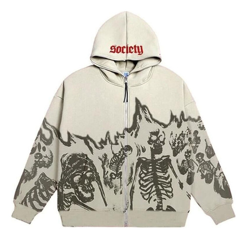 Sudadera Gótica Con Estampado De Calaveras Quemadas