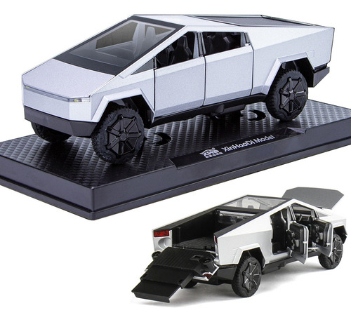 Tesla Cybertruck Miniatura Metal Coche Con Luz Y Sonido 1/32