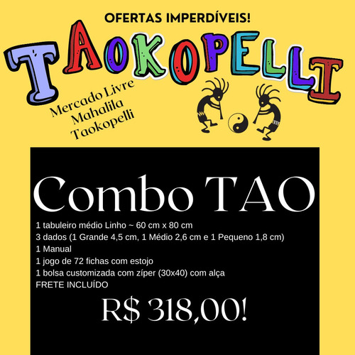 Combo Tao - Tabuleiro Médio Linho+2bolsas+3dados+72fichas