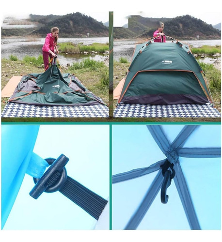 Barraca De Camping 2x1,5x1,2m Compacta Para 1-2 Pessoas Cor Verde-escuro