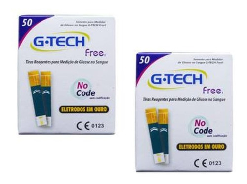 100 Tiras De Teste Glicemia P/ G-tech Free E Free Smart