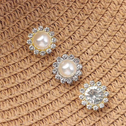 Botones De Diamantes De Imitación, Botón De Perlas, Horquill