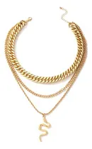 Comprar Cadena Collar Triple Con Dije Snake Serpiente Dorado Hip Hop