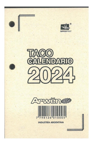 Taco Calendario Arwen Tipo Citanova 2024 