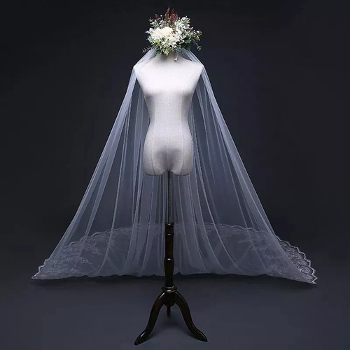 4m Una Capa Mujer Trailing Cathedral Velo De Novia Largo Emb