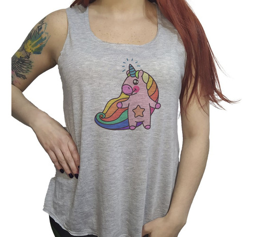 Musculosa Acampanada Pig Unicorn Colores Arcoiris