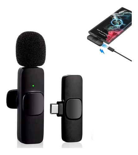 Microfone Para Gravar Videos Podcast Lapela Sem Fio Tipo C