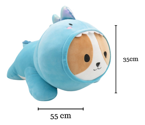 Peluche Para Regalar Grande Animalitos Suaves Smoochy Pals Dino Azul