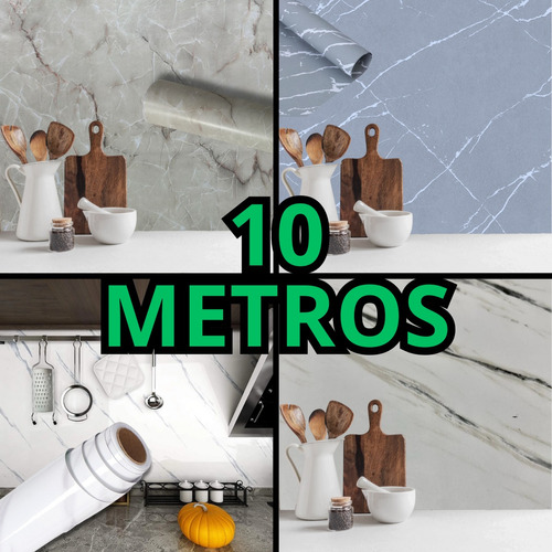 Papel De Parede Mármore Branco 10 Metros Autocolante Barato