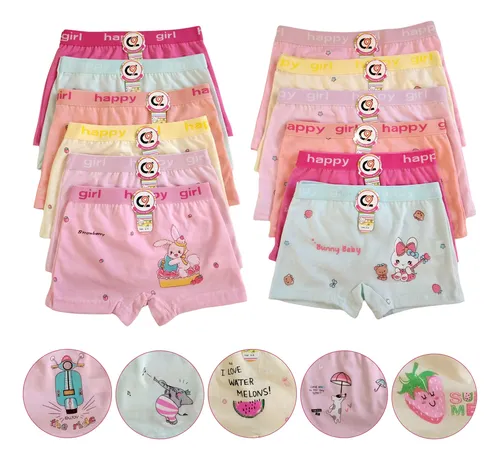 comprar Kit 06 Calcinhas Boxer Algodão Infantil Menina Shortinho Box