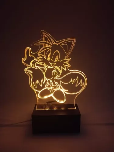 Luminária Sem Fio, Tails Amarelo Personagem Do Sonic