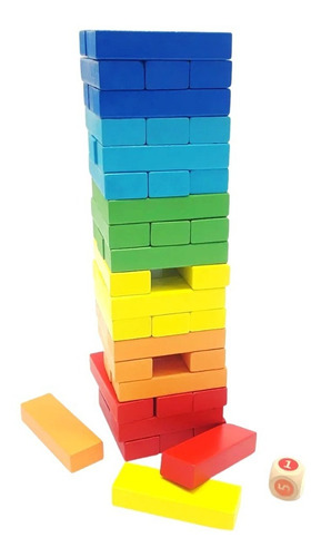 Imagen 6 de 10 de Acool Jenga Color Dado Madera Torre Equilibrio Ac7633