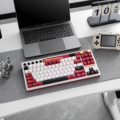 Teclado Mecânico Royal Kludge Rkm87 75% Sem Fio Switch Bege Cinza Inglês Internacional Famicom