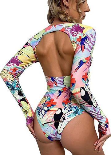 Traje De Baño Malla Mujer Manga Larga. Anti Uv. Surf.