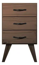 Comprar Mesa De Luz Estilo Moderna 3 Cajones Madera Dormitorio Sajo Acabado Mate Color Nogal