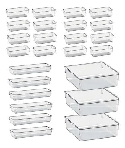 Kit 25 Organizador Modular Multiuso Acrilico Rebirth Cor Cristal - foto 1