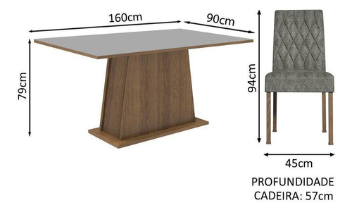 Juego de Comedor con Mesa y 6 sillas Madesa Britney Color Marrón/Gris 02