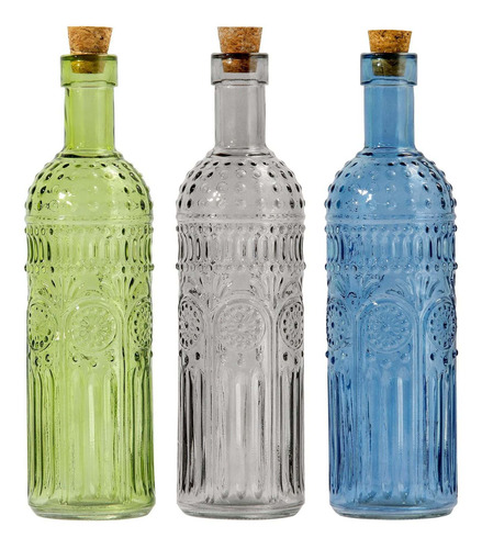 Jarron Vintage Cristal Botella Vidrio Color Relieve 3