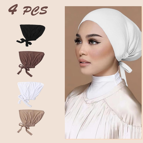 Juego De 4 Hijab Para Mujer,sombrero Hijab Musulmán Islámico