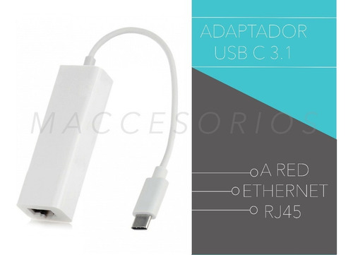 Imagen 3 de 8 de Adaptador Usb C 3.1 A Red / Ethernet Lan / Rj45 / Mac / Pc