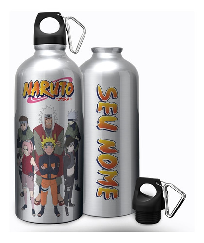 Squeeze Garrafa Agua Naruto Personalizada Com Nome 600ml